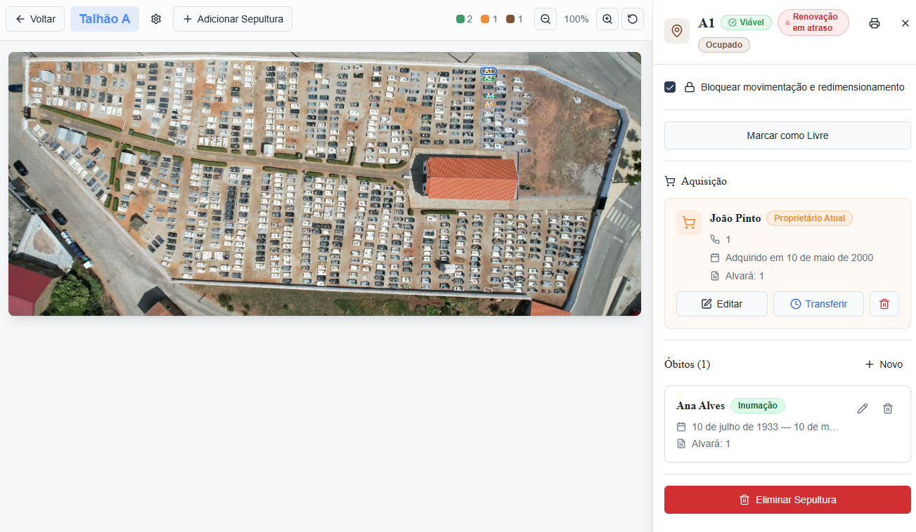 Gestão de sepulturas e jazigos